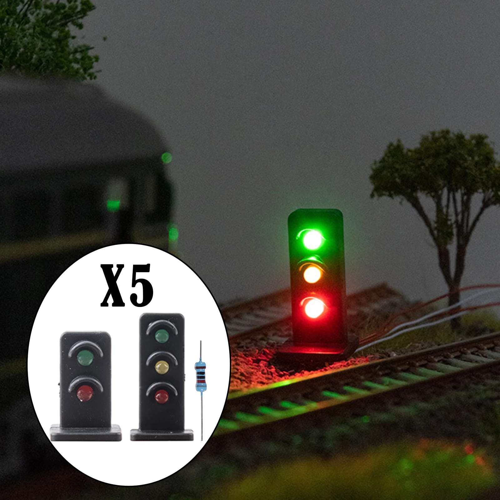 5 pces 1:87 luz de tráfego ornamento tabela de areia ferroviário modelo cenas acessórios