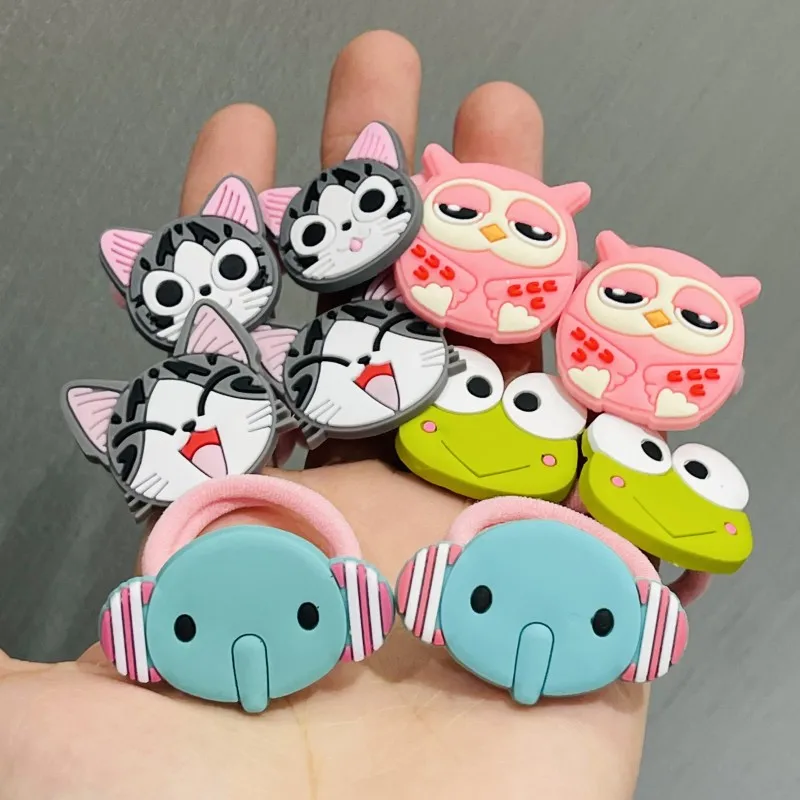 10Pcs/set Animals Chi Cat Hair Accessories Children Rubber Bands Scrunchies Elastic Hair Bands Girls Headband Decorations Ties