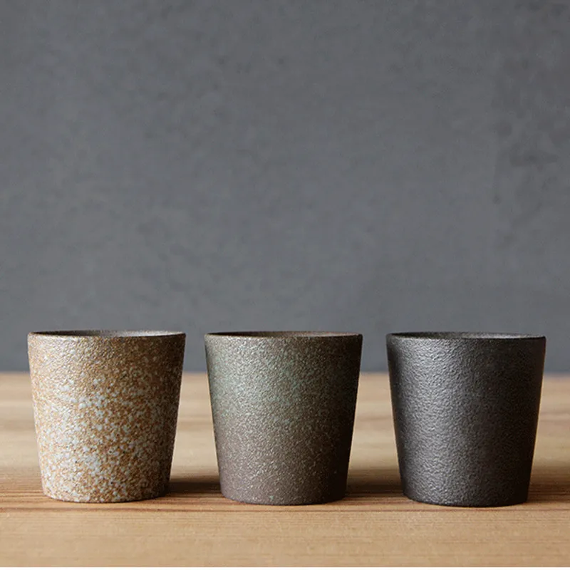 Retro Coarse Pottery Tea Cup Vintage Straight Cup Drinkware Ceramic Coffee Mug  Breakfast Simple Tea Cups  Decor Crafts
