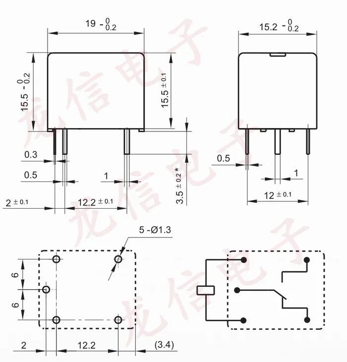 New LEG-3 ; LEG-12 ; (T73-1C-3V/12V-10A) Relay 5pins