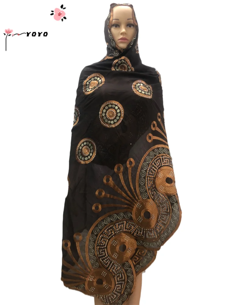 Sciarpa floreale africana da donna in morbido cotone Dubai sciarpa isalmica ricamo Hijab musulmano per scialli avvolgenti195 * 100cm HB016