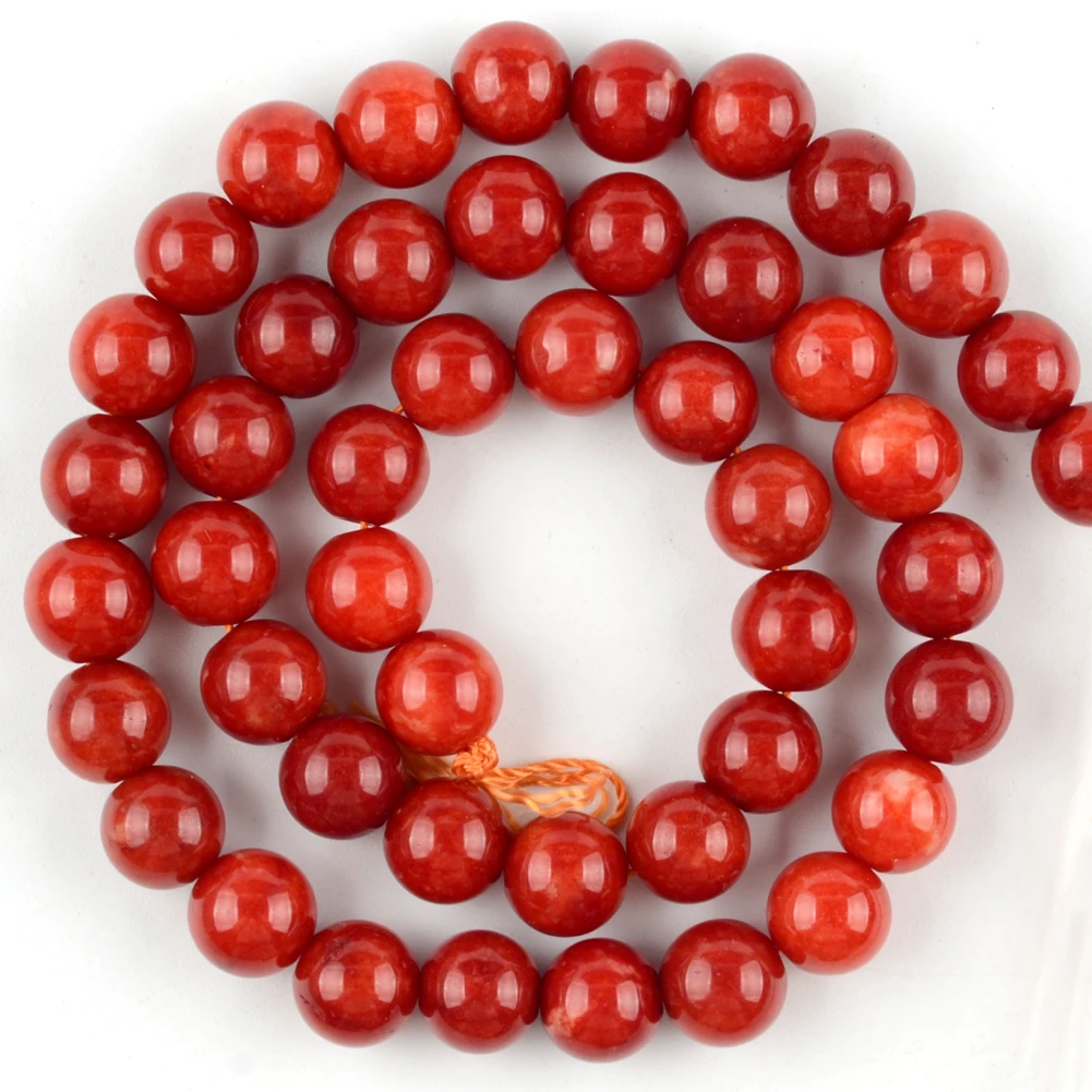 Natural Red Coral Jades Stone Beads Round Loose Spacer Beads For Jewelry Making 6/8/10/12mm DIY Bracelet Necklace