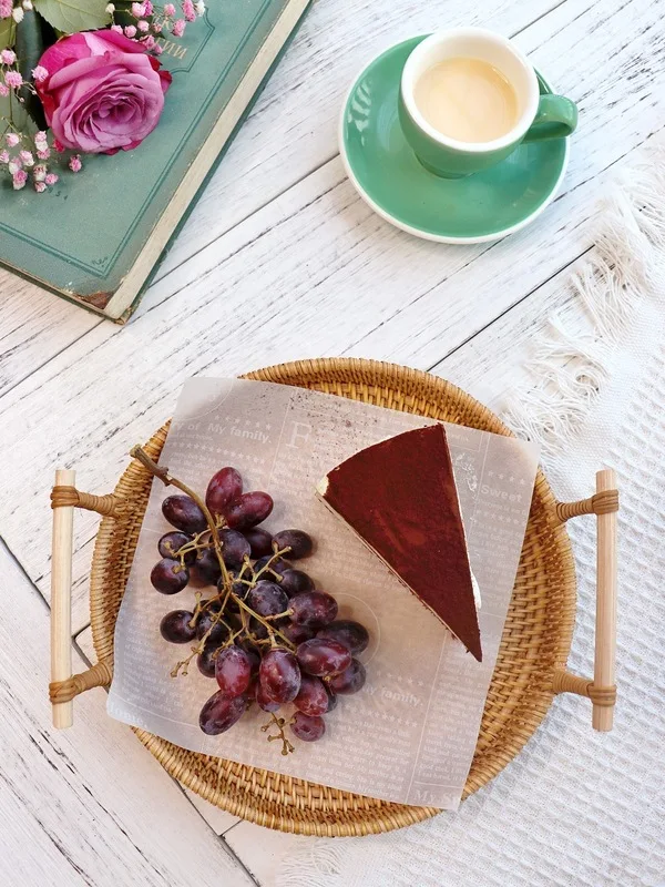 Handmade Rattan Fruit Basket, Binaural Snack Tray, Japanese Woven Bamboo Woven Round Storage Tray, Vietnam