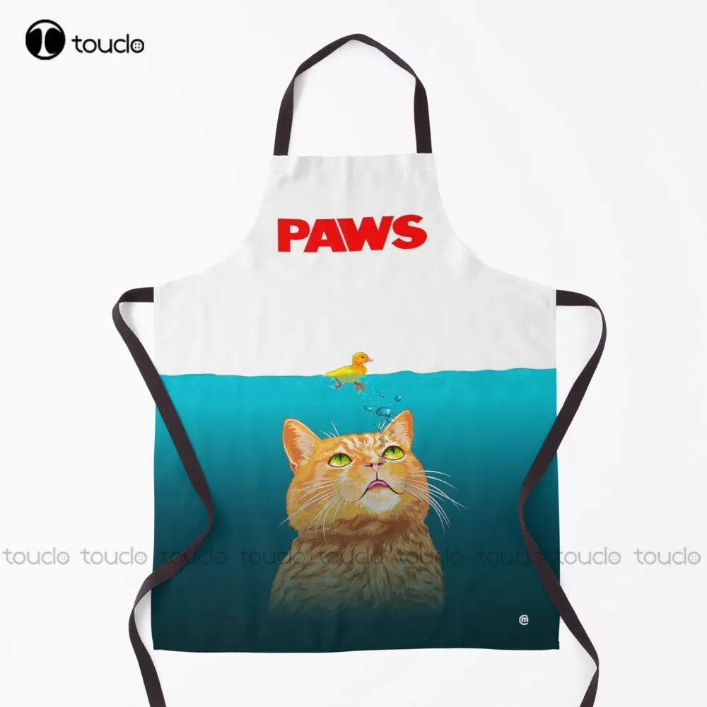 New Paws! Cat Funny Duckling Paws Jaws Shark Apron Gardening Apron Unisex