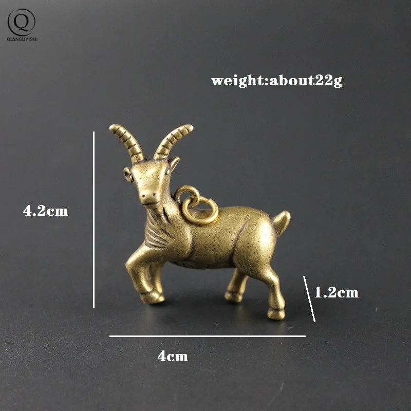 Kawaii Copper Goat Keychain Pendants Trinkets Brass Animal Model Sheep Desktop Ornaments Men Car Key Chain Rings For Girl Gifts