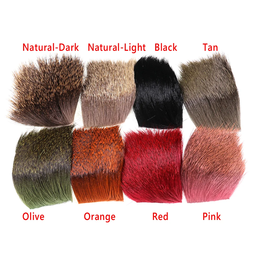 Bimoo 1PC 5CM * 5CM Naszywki z włosia jelenia dla Minnow Fly Tying Material Dry Elk Hair Caddis Fishing Flies Wing Making Natural Color — zdjęcie 7