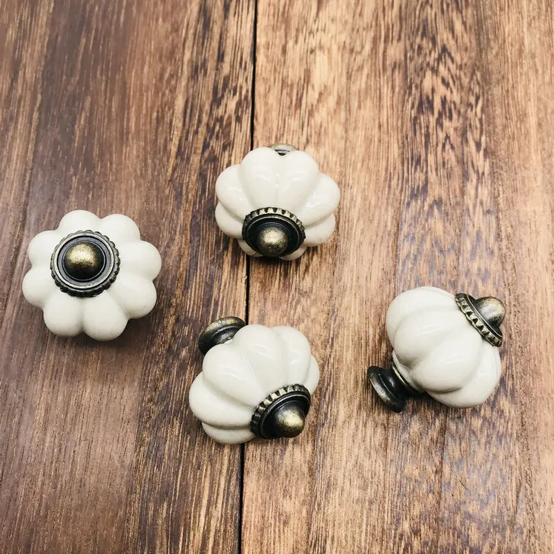 

Set of 8 Ceamic Knobs 1.5" Grey Pumpkin Kitchen Cabinet Cupboard Porcelain Door Vintage Knobs Dresser Wardrobe and Drawer Pull