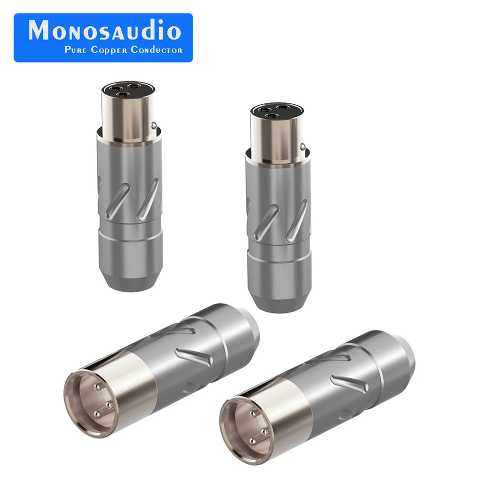 Monosaudio XM700R/XF700R Pure Copper Rhodium plated XLR Plug Connector Jack Hifi Audio MIC Cable Balance Connector Plug