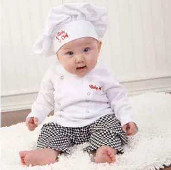 Tenues de cosplay de chef cuisinier pour bébé, uniforme de cuisine, t-shirt, pantalon, chapeau, costume de photographie, Halloween, tout-petit, garçons, filles
