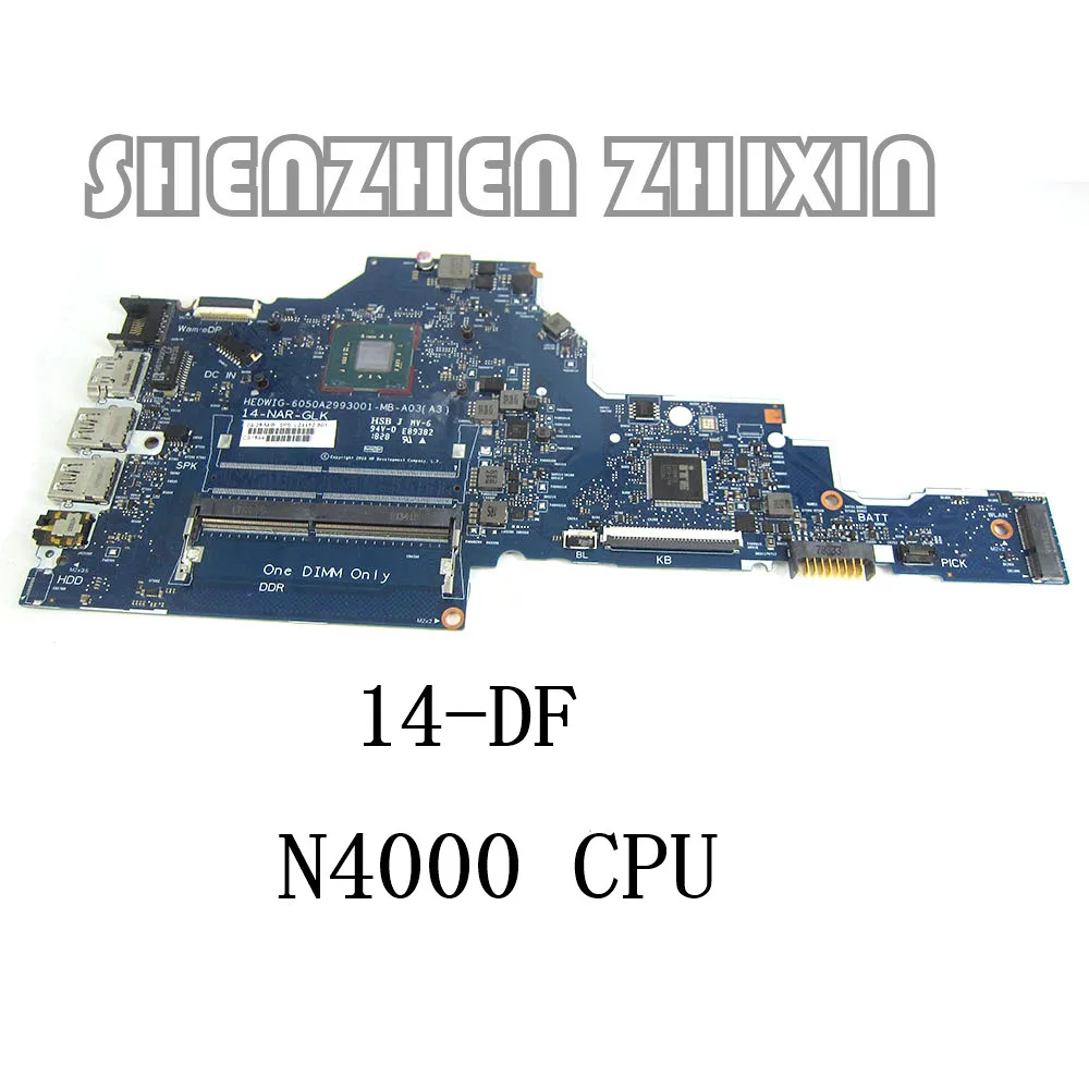 yourui For HP 14-DF Laptop Motherboard With N4000 CPU L24462-601 L24462-001 6050A2993001-MB-A03 mainboard full test