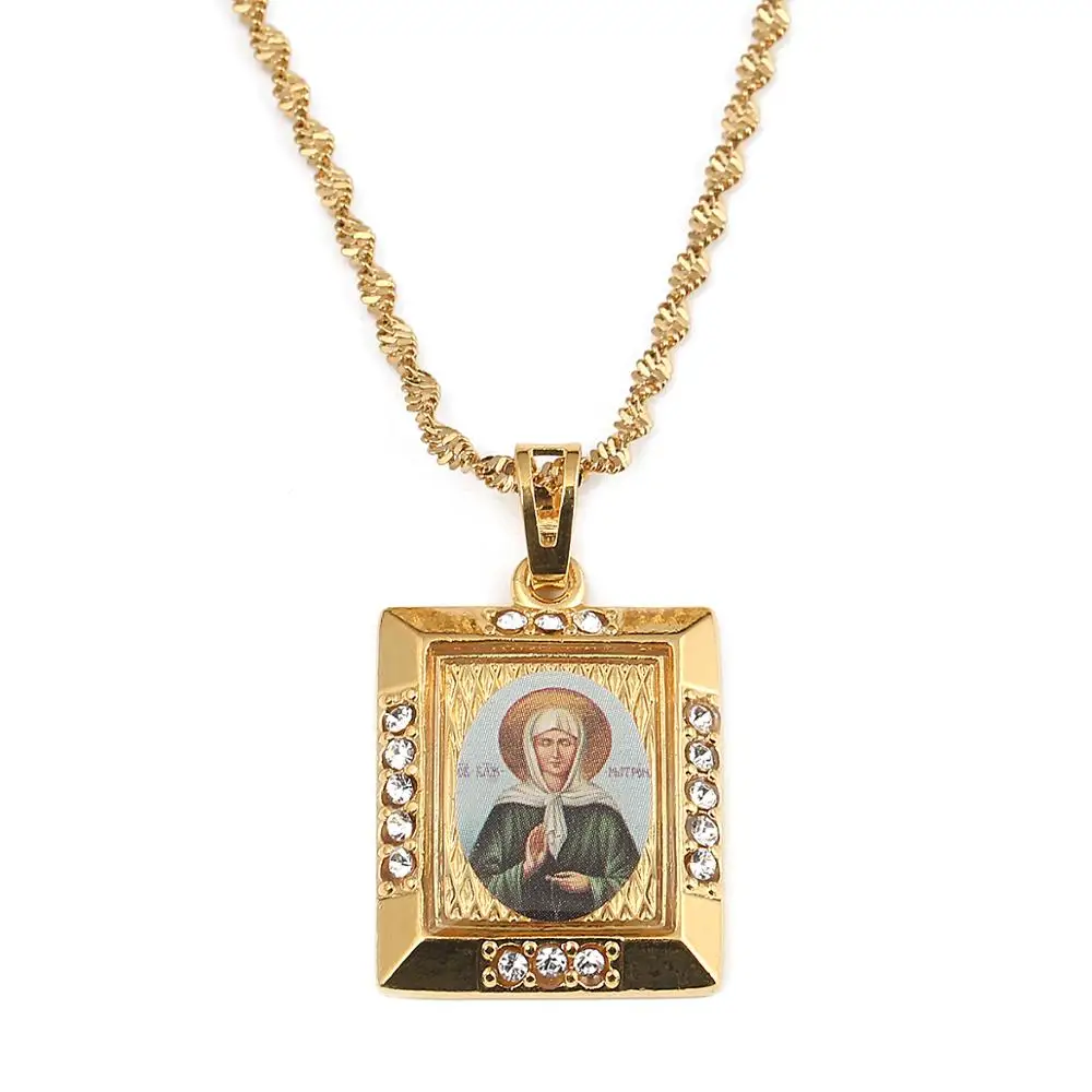 Russia Blessed Matrona of Moscow Pendant Necklaces Catholicism Orthodox Church Virgin Mary Jewelry