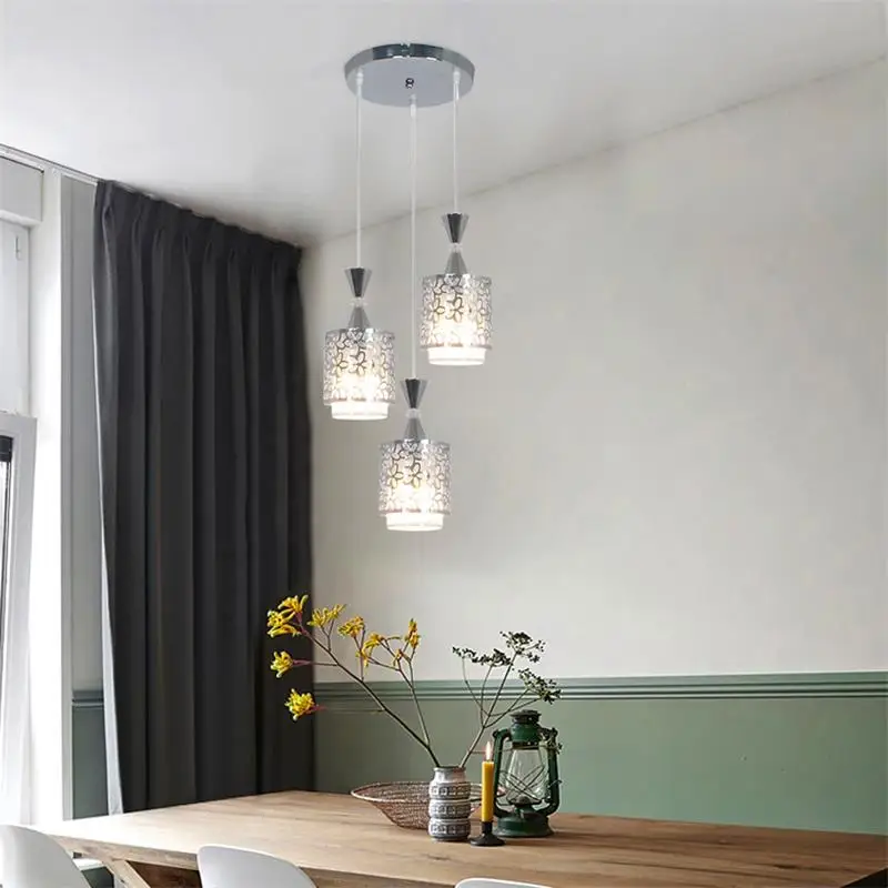 Modern Simple Three Head Dining Room Chandelier Retro Restaurant Ceiling Light Creative Personality Crystal Pendant Lamp