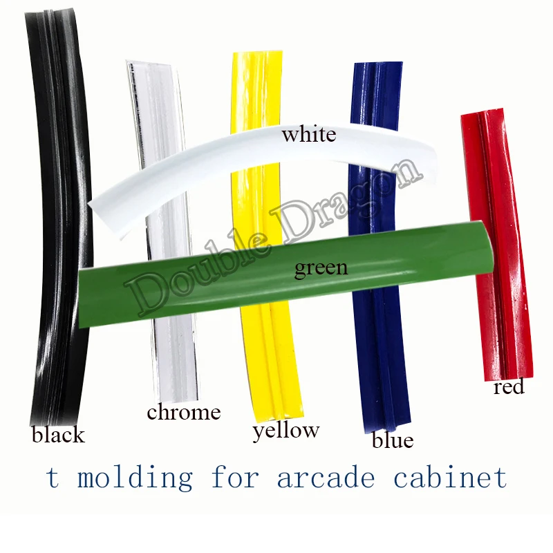 32.8ft 10m length 16mm/19mm width arcade t molding plastic cabinet edge protection chrome/black/red etc. T moulding