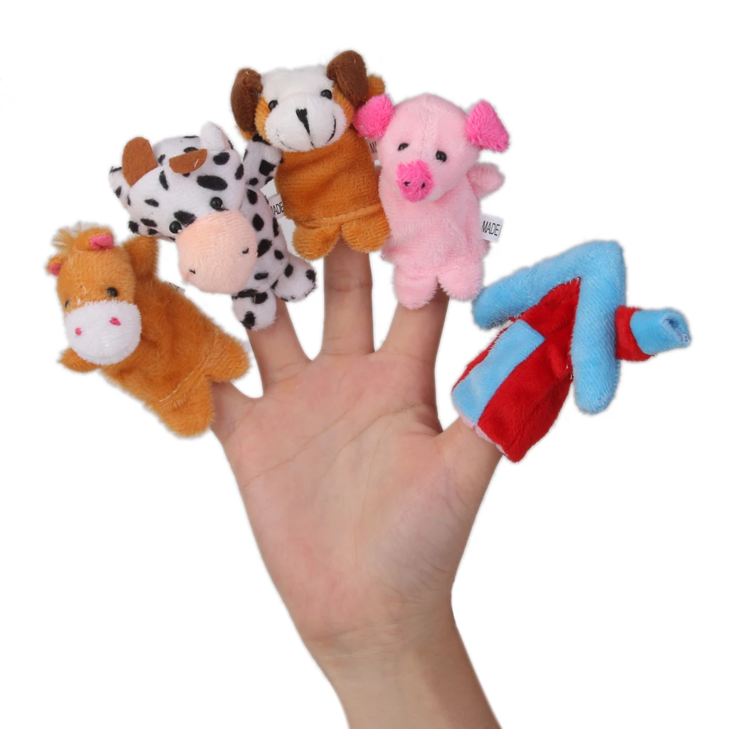 Set von Kinder Baby Pädagogisches Geschichte Erzählen Requisiten Bauernhof Tiere Finger Puppen Party Favors Weiche Spielzeug Geschenk