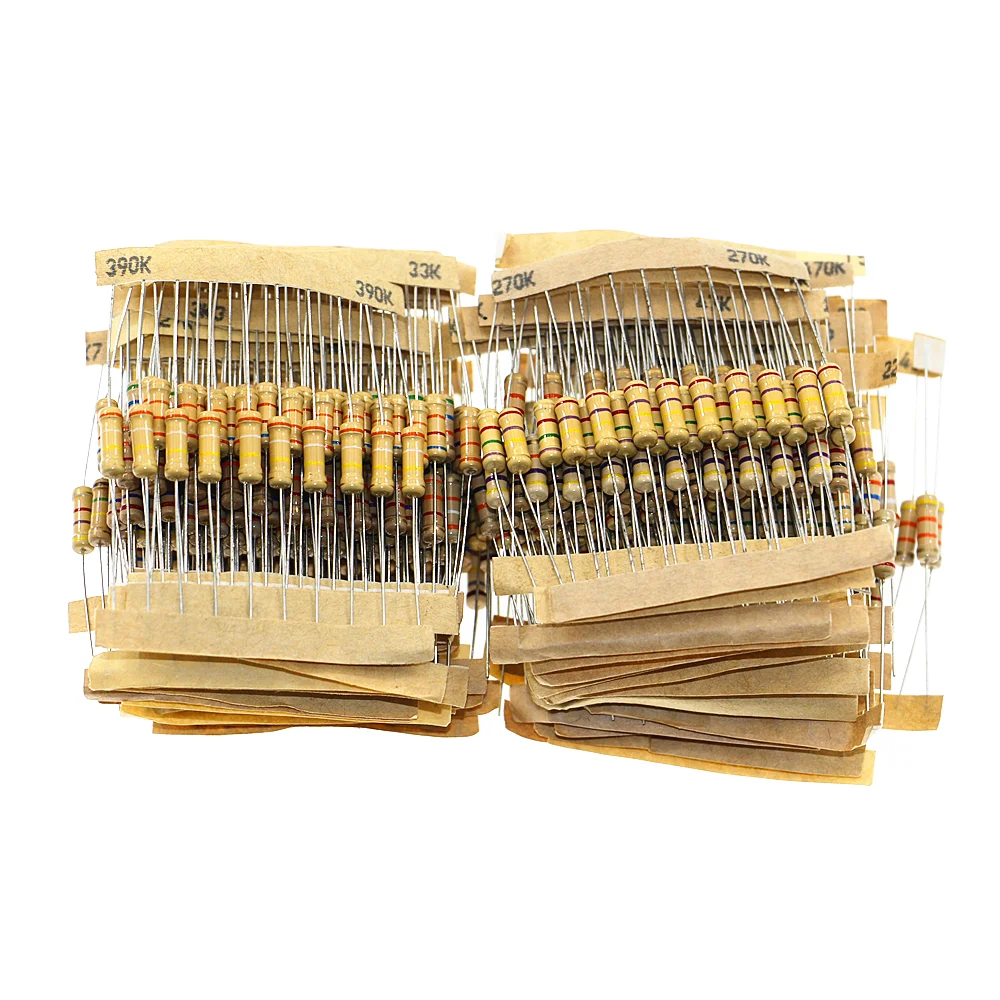 Pçs/caixa 48 tipos de resistor de filme 480 1k-2m 1w, kit de resistor de filme com 10 peças de cada valor