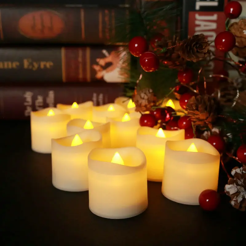 

120pcs Flameless Votive Candle w/Timer–6 Hours On,18 Hours Off-Flickering Warm White Battery Operated Eletronic Wavy tealight