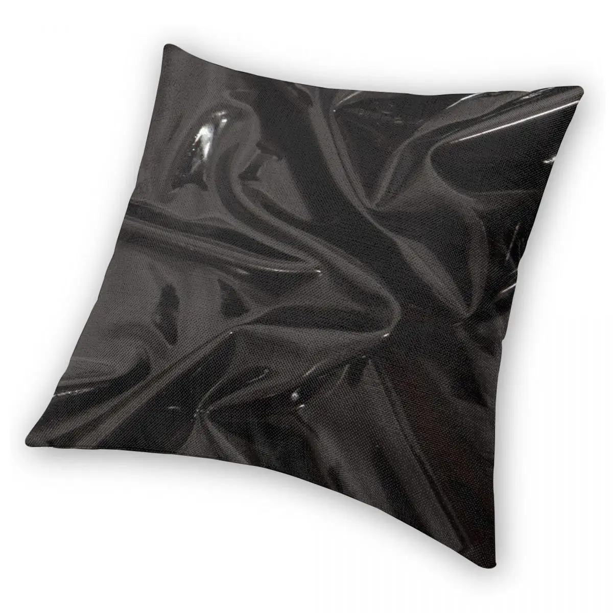 Shiny Black Latex Square Pillowcase Polyester Linen Velvet Printed Zip Decor Pillow Case Bed Cushion Cover 18\