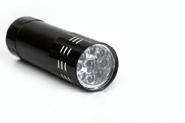 Super Mini Aluminum UV ULTRA VIOLET 9 LED FLASHLIGHT BLACKLIGHT Torch Light Lamp Household Multifunctional