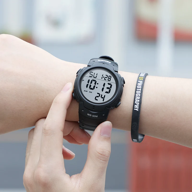

TOP Mens Watch Fashion Big dial Sport Watches 50M Waterproof Alarm Clock Digital Men WristWatch Relogio Masculino