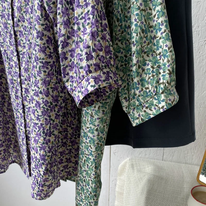 Blusa Retro con manga abombada para mujer, camisa con botonadura simple, Estilo Vintage, Ulzzang, para uso diario