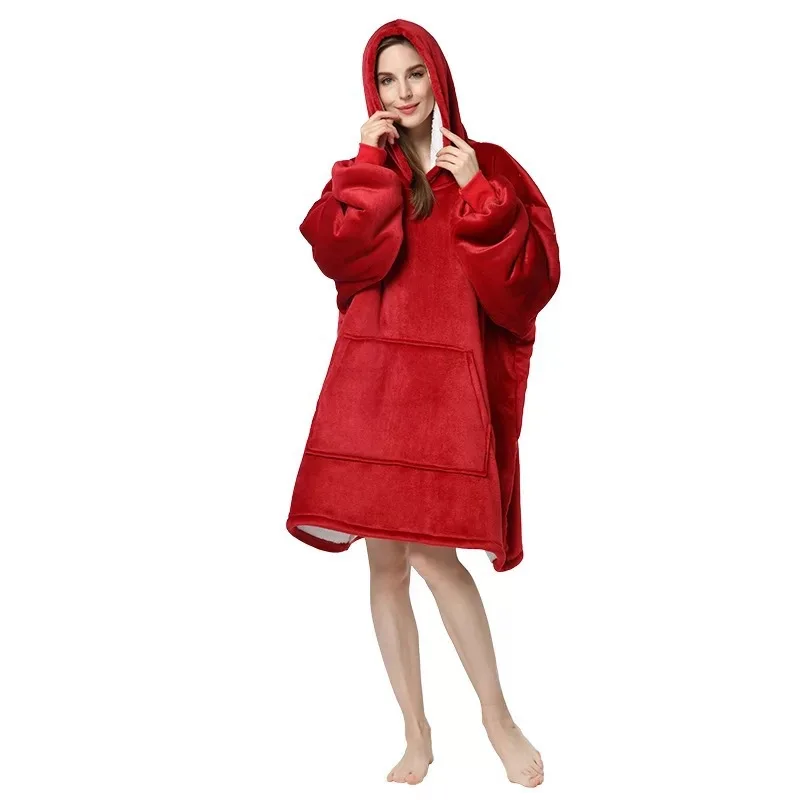 Coral Fleece Oversized Kimono Bath Gown Hooded Nightgown Women Sleepwear Winter Warm Nightwear Thicken Loose Nightdress Lingerie