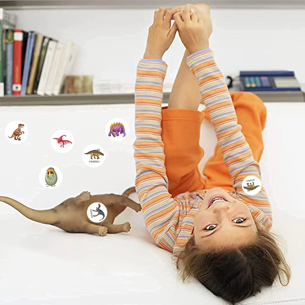 Stickers 500Pcs/Roll Teacher Reward Sticker Fun Motivation Little Dinosaur Sticker for School Teacher Student Stationery Sticker