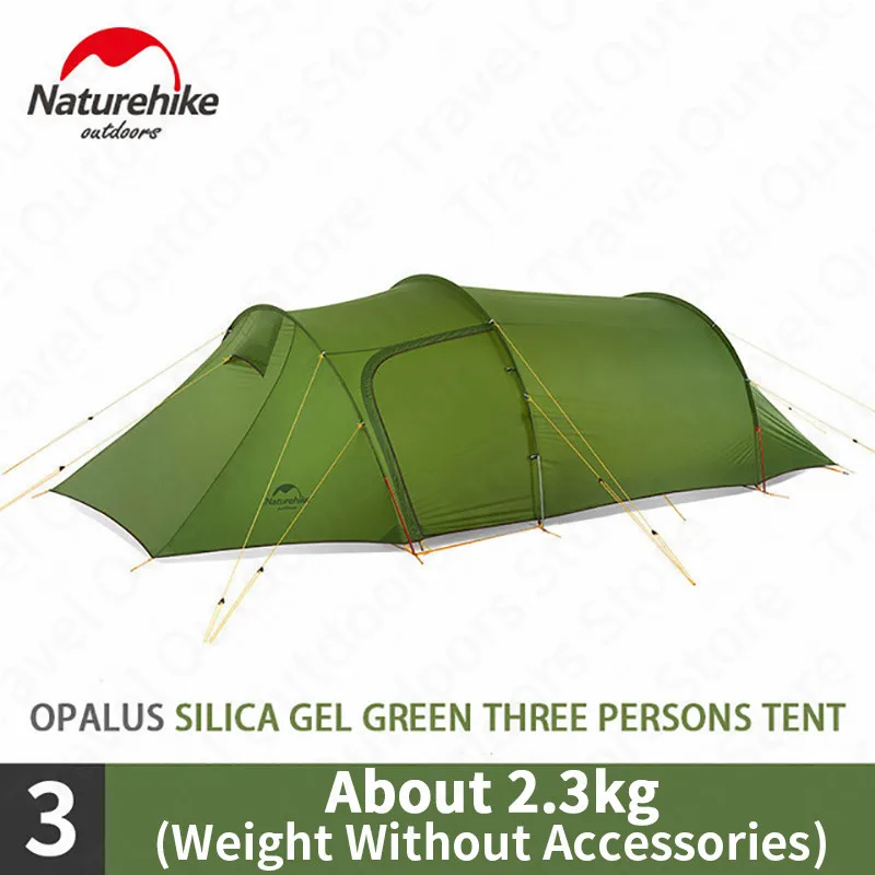 Naturehike Opalus 20D Tunnel Tent Outdoor 2-3 Persons Camping Tent 20D Silicone/210T Polyester fabric Tent With give free mat