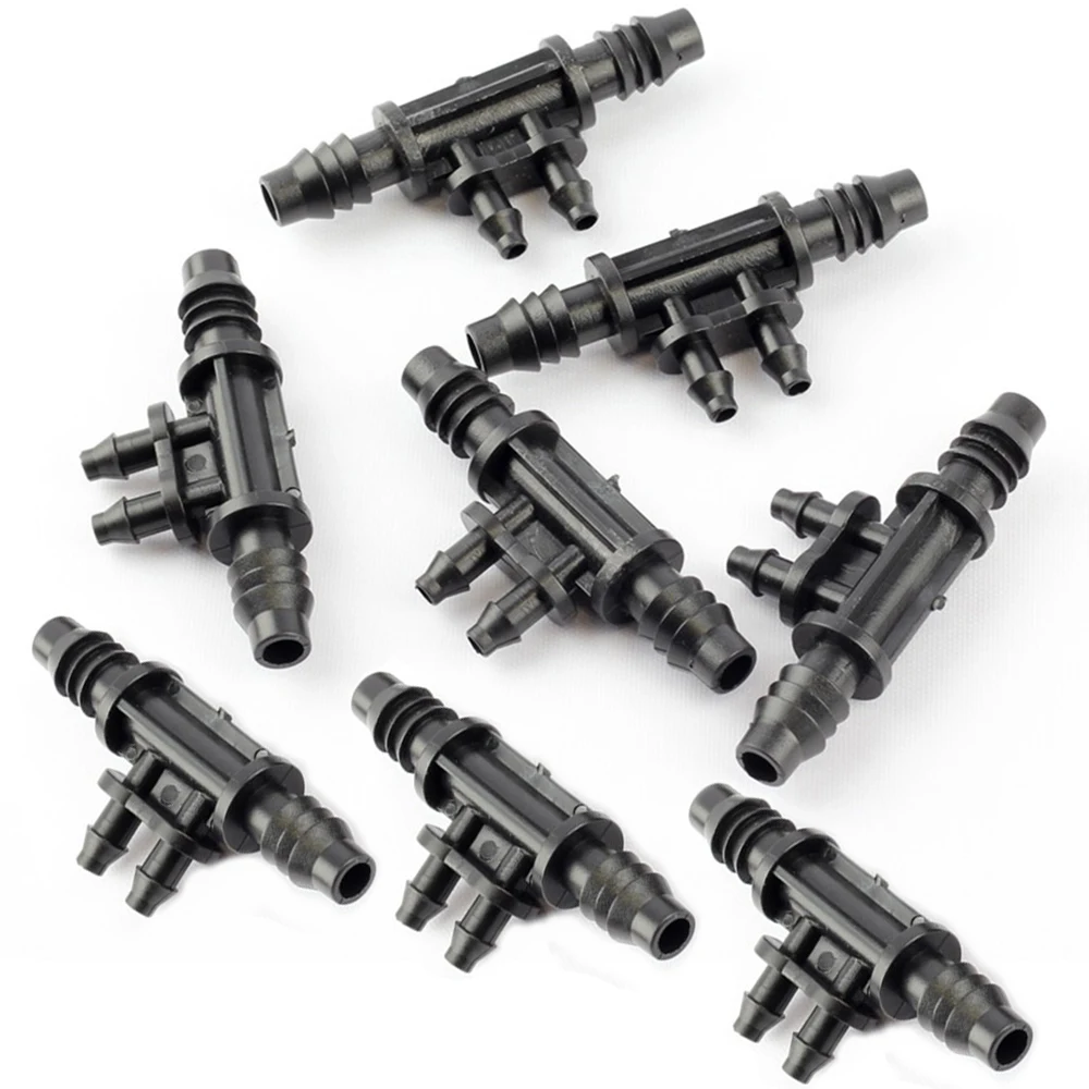 200/100/50pcs Micro Drip Irrigation Connector 8/12 & 4/7mm Hose Fitting Barb 4 Way Pipeline Adapter for Garden Agricultural Tool