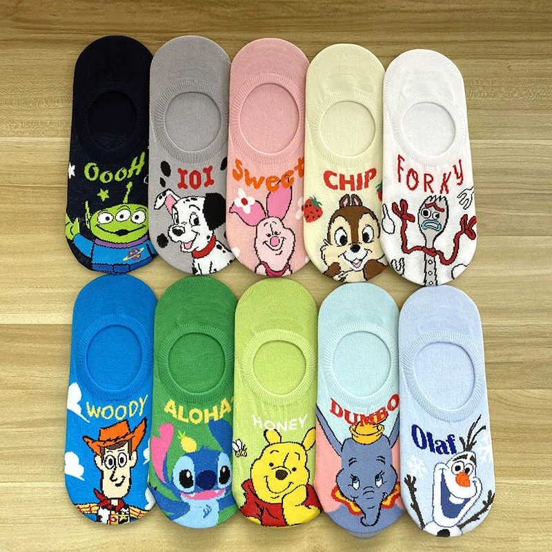 Disney Girl Summer Cotton Socks Cute Cartoon MIckey Mouse Frozen 2 Women\'s Socks Breathable And Invisible Soft Short Socks