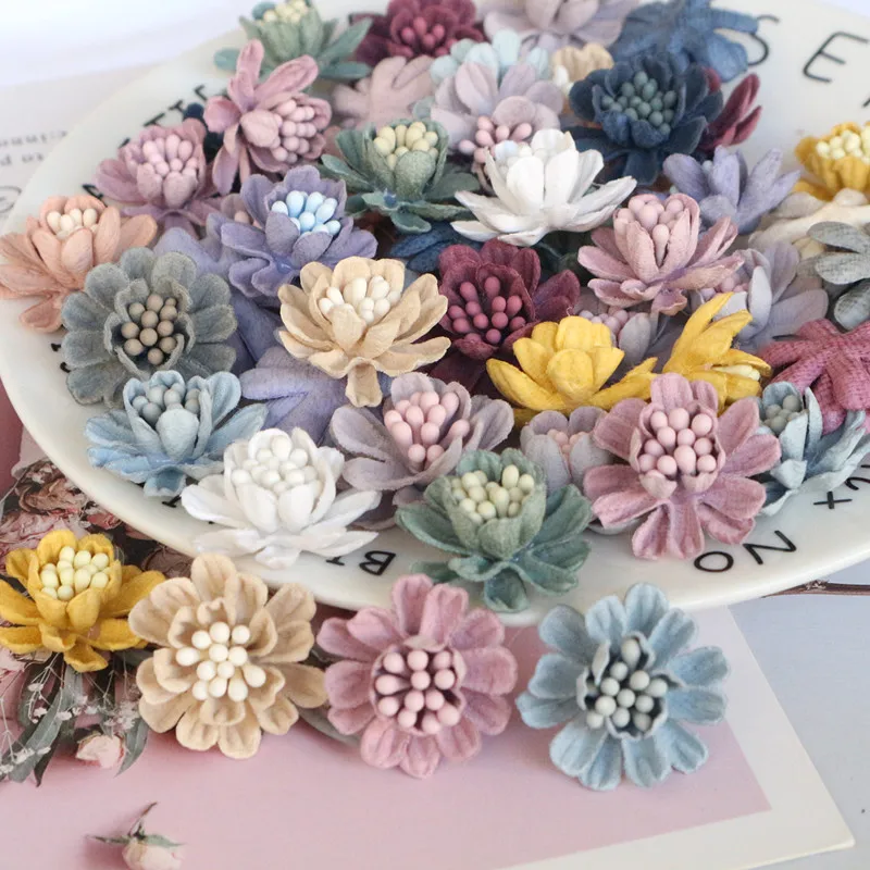 10 Teile/los 2,5 CM Mini Bunte Künstliche Blume Kopf Für DIY Zubehör Kleidung Hüte Schuhe Dekoration Kopfschmuck – Detail 5