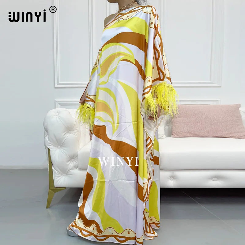 

WINYI sukienka Dresses For Women Dashiki Snake Pink Clothes Bazin Broder Riche Sexy Slim Ruffle Sleeve Robe Evening Long Dress