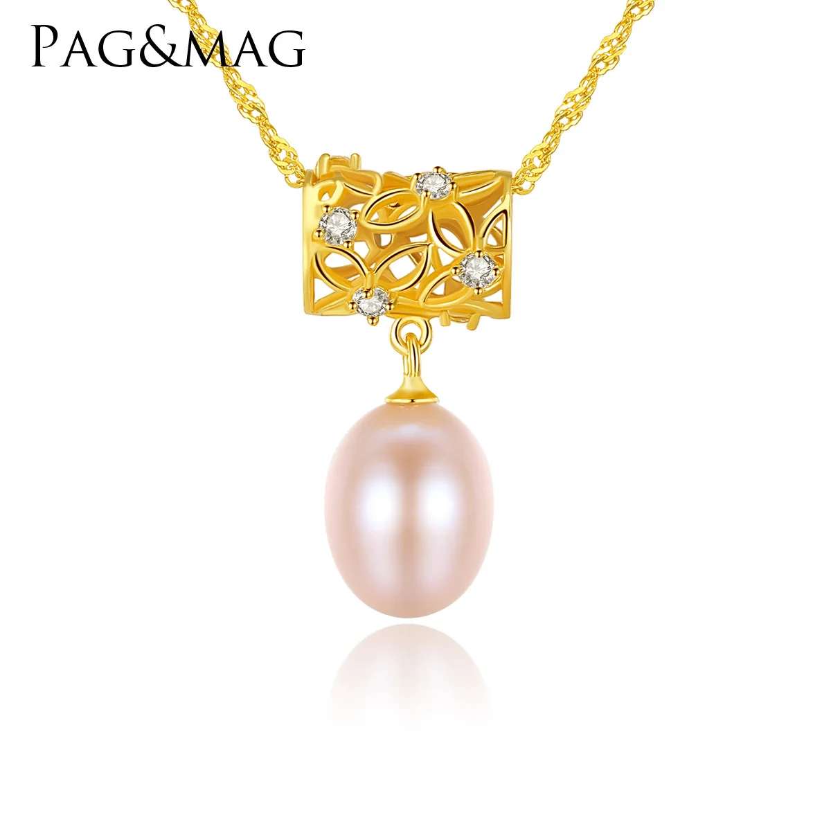 PAG & MAG S925 sterling silver jewelry natural pearl necklace with 3A zircon Korean Fashion Necklace