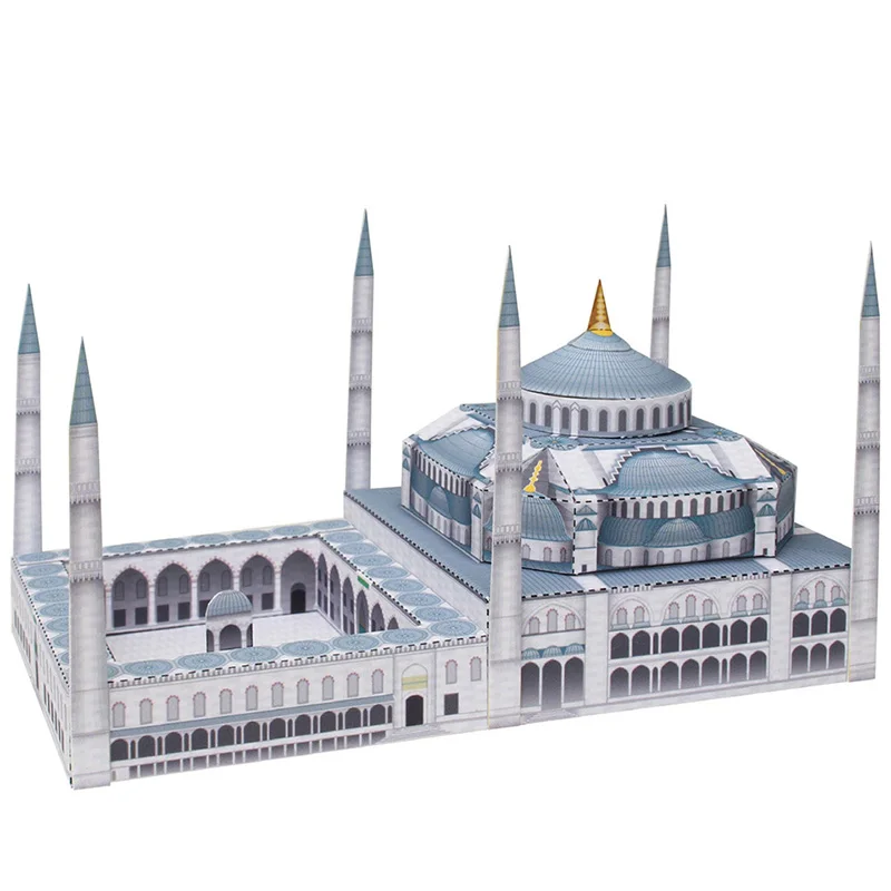 ตุรกี Sultan Ahmet Camii พับ Mini 3D กระดาษ House Papercraft DIY Art Origami อาคารเด็กผู้ใหญ่ Craft ของเล่น QD-137