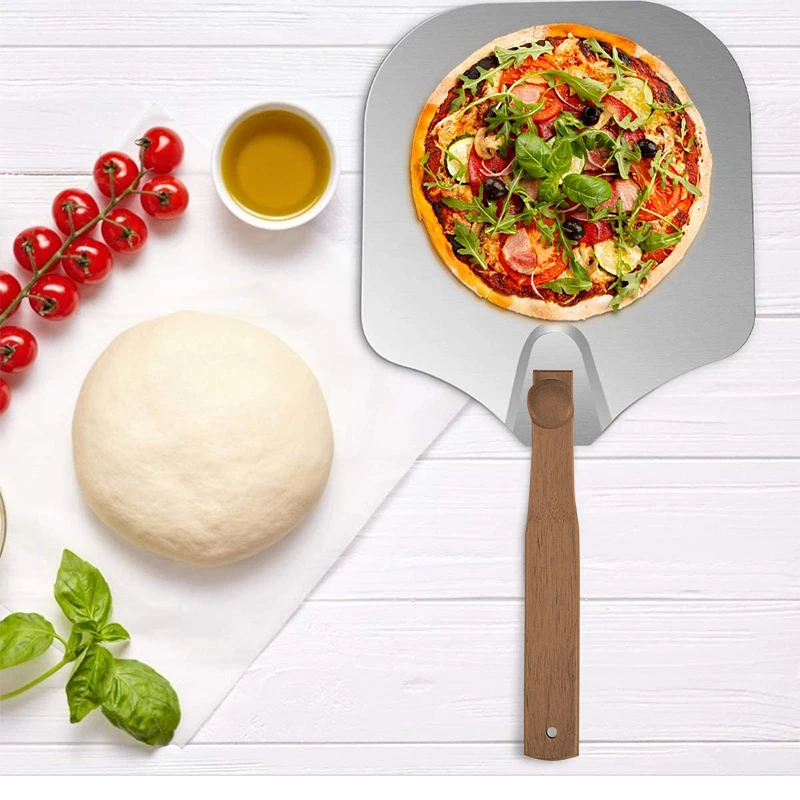 C2 NEW Folding Aluminum Pizza Peel 16 14 Inch Wood Paddle Handle Shovel Cook Kitchen Oven Accessories Kit Portable BBQ Bake Tool - Image 2