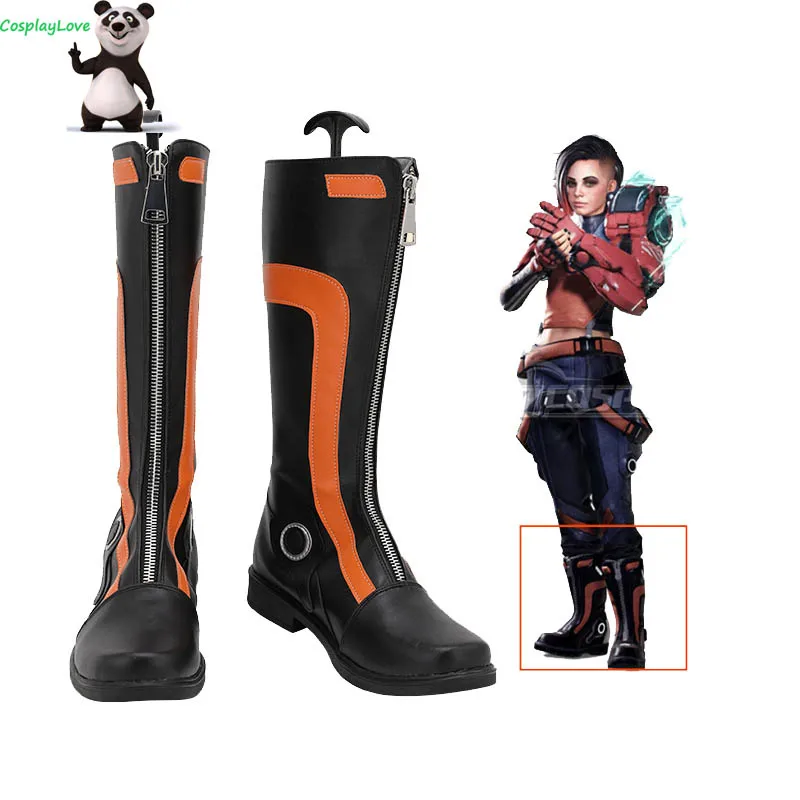 CosplayLove Hyper Scape Mint Black Shoes Cosplay Long Boots Leather Custom Made For Halloween Christmas