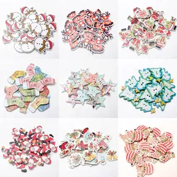 50pcs/pack Mix Christmas Decorative Wooden Buttons DIY 2 Holes Handmade Scrapbooking For craft Supplies Sewing Accessories