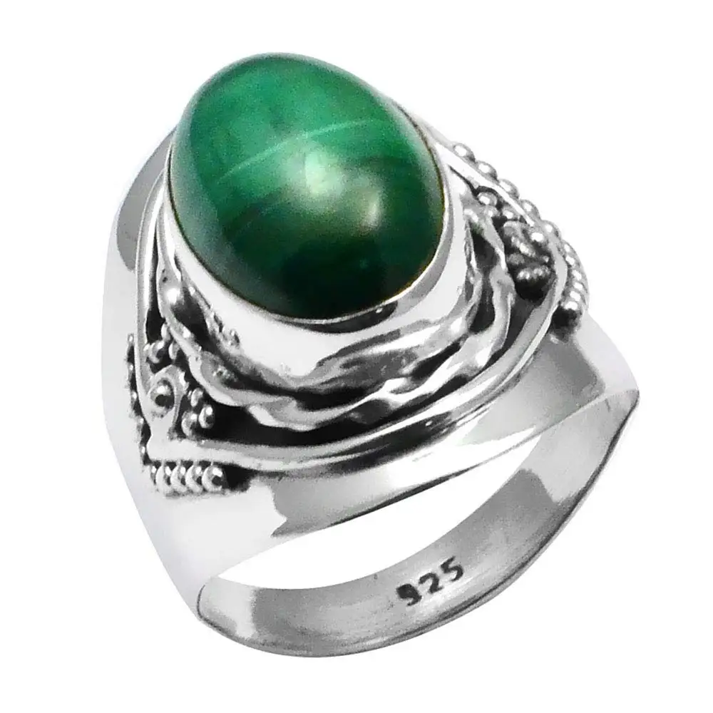 

Genuine Malachite Ring 925 Sterling Silver,USA Size 8.75, 2SR0100