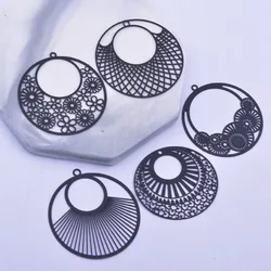 6pcs DIY Making Eearring Black Big Round Flower Charms Jewelry Findings