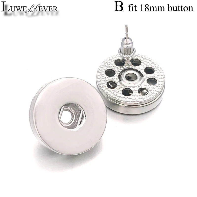 Luwellever 027 Interchangeable Stud Earring Fit 12mm 18mm Snap Button Pearl Earring Charm Jewelry For Women Girl Gift