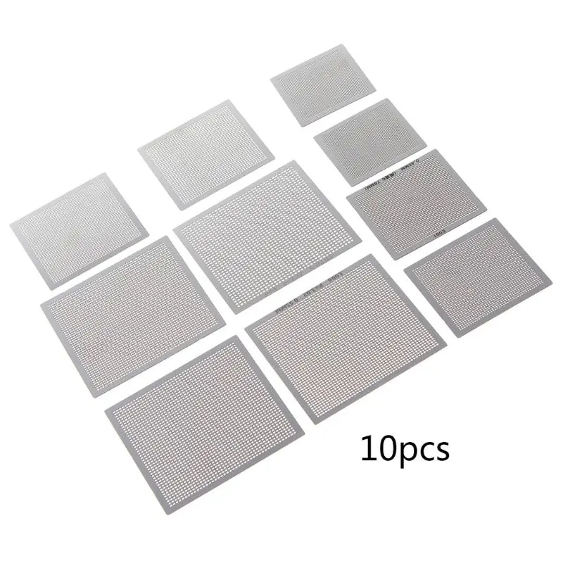 10Pcs/set BGA Reballing Universal Stencil Template Kit for Computer IC Chip Repair Stencils Parts