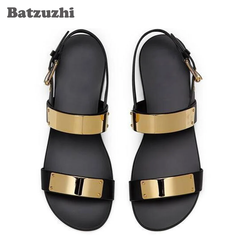 

2020 Designer's Men Sandalias Summer Men Sandal Shoes Genuine Leather Black Mujer Rome Rock Fashion Mens Sandal Shoes, US6-12!