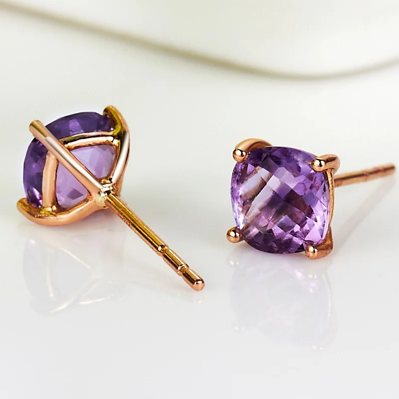 LSZB Natural amethyst 18K Pure Gold Earring Real AU 750 Solid Gold Earrings  Diamond  Trendy  Fine Jewelry Hot Sell New 2023