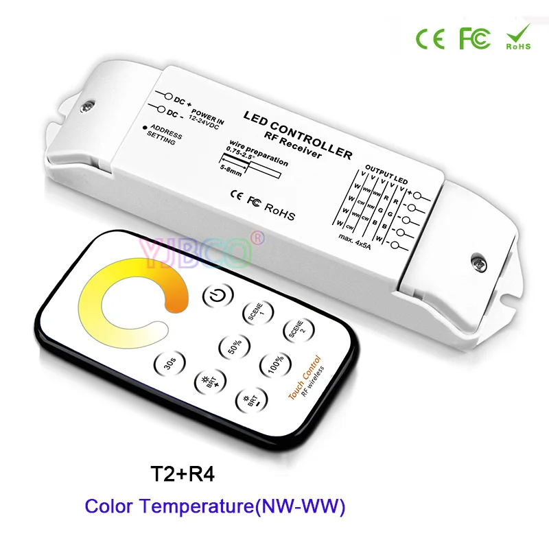 Imagem -03 - Bincolor-led Strip Light Controller Grupo Dc12v 24v Lâmpada Regulável Rgb Rgbw cw Cct Dimmer Receptor Controle Remoto sem Fio Lâmpada Fita Interruptor