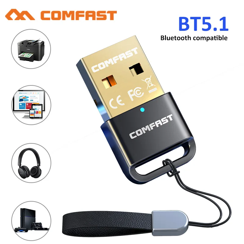 10pcs USB Bluetooth 5.1 Dongle Adapter 5.0 for PC Speaker Wireless Mouse Music Audio Receiver Transmitter Free Drive