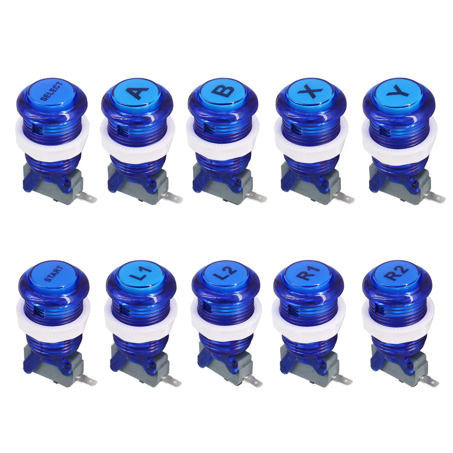 Sj @ jx-個別のゲームプッシュボタン,10個,マイクロスイッチ付き,ロゴx y,PCの選択