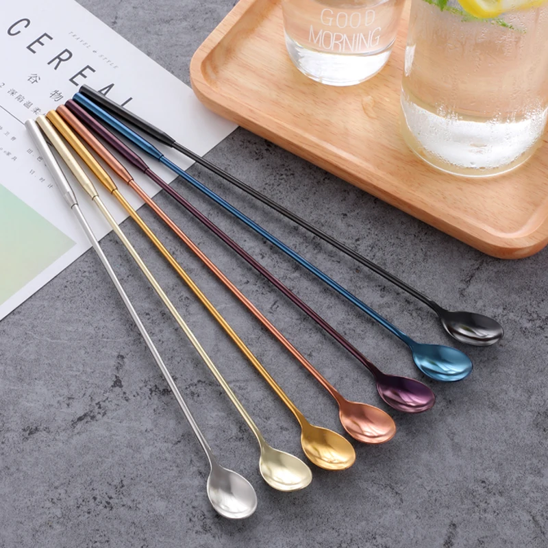 Mixing Cocktail Spoon, Stainless Steel Stirring Spoon, Gold Mixing Spoon,Tea-drop Spoons, Bar Bartender Tools, 8 Colors