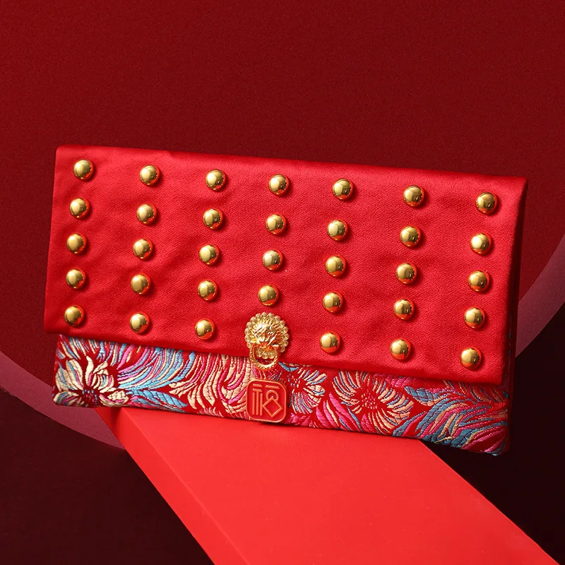 2022 Ten Thousand Yuan Red Envelope Bag Brocade Cloth Silk Embroidery Blessing Word China New Year Red Envelope Bag Chinese Gift