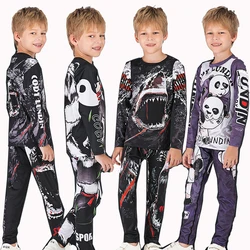 MMA Rashguard bjj Kid MMA koszulka kompresyjna + spodnie Jiu Jusit Kickboxing rajstopy spodnie zestaw dzieci wysypka straż boxe odzież