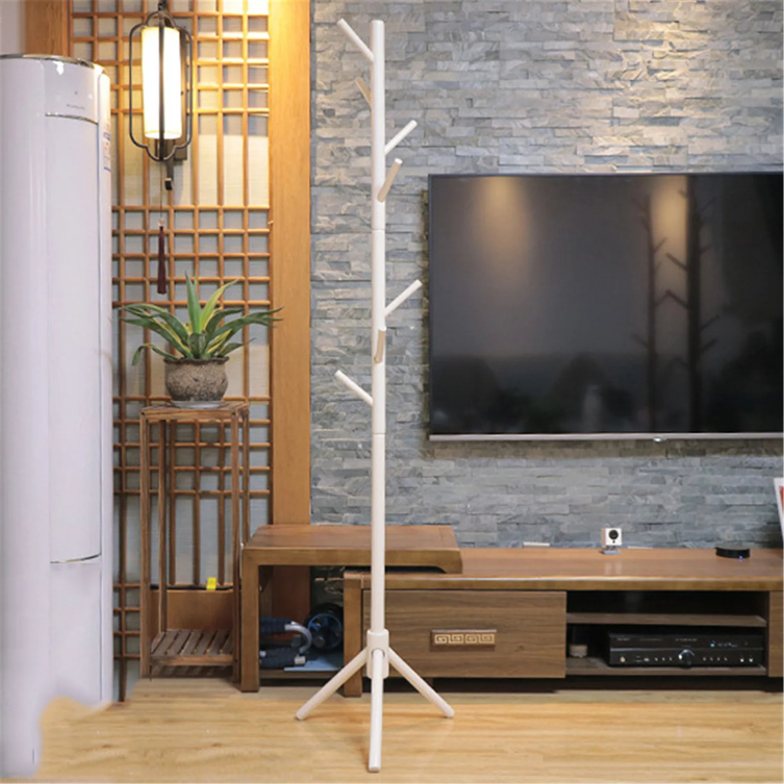 Gỗ Móc Treo Nón Áo Khoác Màn Hình Tầng Đứng Giá Treo 6 Móc Móc Treo Quần Áo Phòng Ngủ Quần Áo Người Tổ Chức