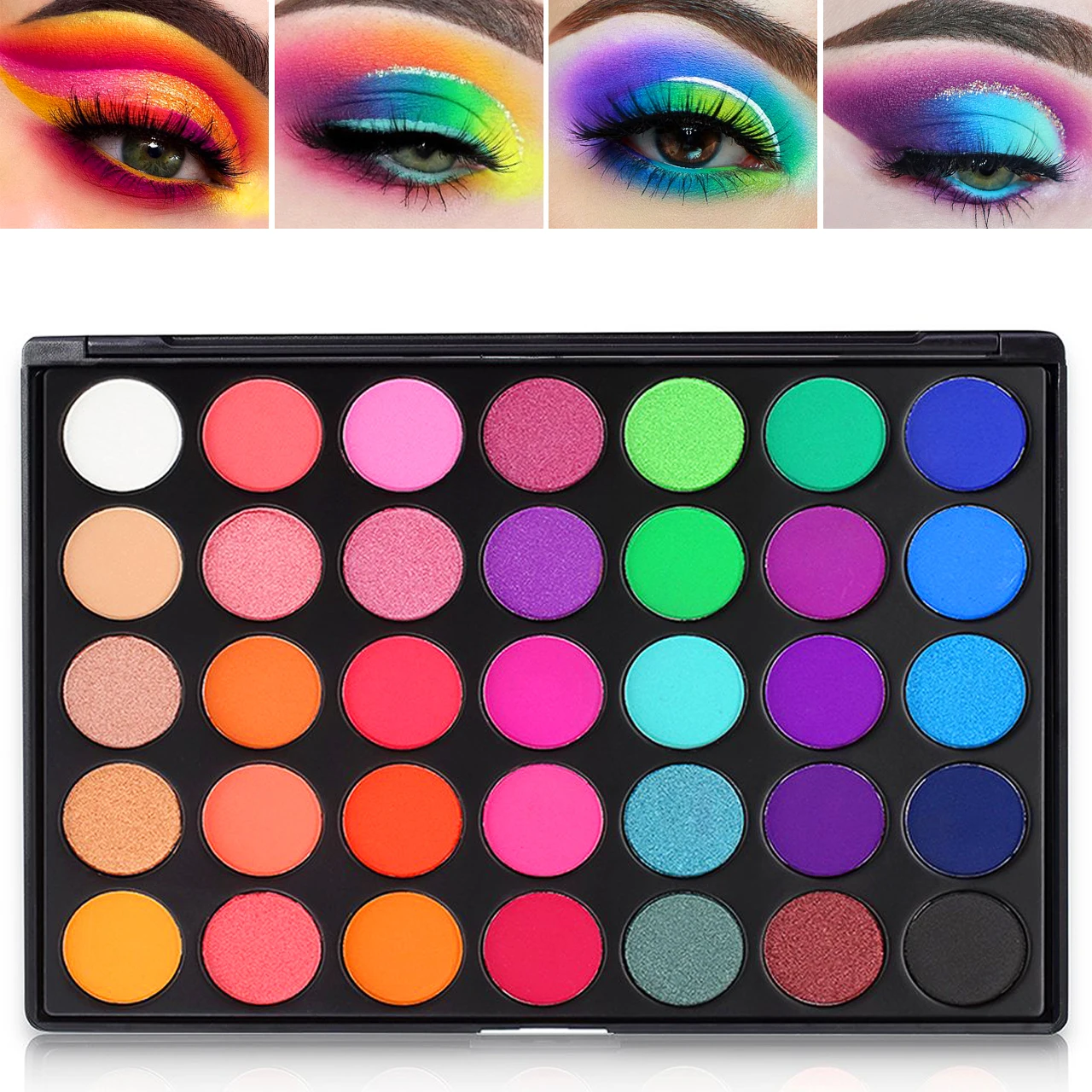 DE\'LANCI Colorful Eyeshadow Palette 35 Colors Rainbow Bright Matte Shimmer Makeup Pallete Long lasting High Pigment Silky Powder